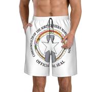 CPAQasg Short confortable avec emblème des îles Mariannes du Nord - Short de bain pratique - Vacances d'été - Journées à la plage - Sorties décontractées, blanc, L