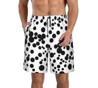 CPAQasg Short de bain confortable avec imprimé à gros pois noirs et blancs, pour les vacances d'été, les journées à la plage, les sorties décontractées, blanc, XL