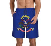 CPAQasg Short de bain confortable avec imprimé drapeau du Dakota du Nord - Pratique - Vacances d'été - Journées à la plage - Sorties décontractées, blanc, L