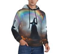 CPAQasg Sweat à capuche arc-en-ciel pour homme, fantôme, chapeau de sorcière, araignées, pour une superposition polyvalente et décontractée, toutes les saisons, Noir , L