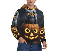 CPAQasg Sweat à capuche pour homme avec imprimé hibou, fantôme, citrouille, Halloween, pour toutes les saisons, Noir , M