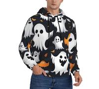 CPAQasg Sweat à capuche pour homme avec motif fantôme blanc mignon Halloween pour une superposition polyvalente en toutes saisons, Noir , 4XL