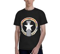 CPAQasg T-shirt à manches courtes pour homme avec emblème d'État des îles Mariannes du Nord - Vêtement d'été décontracté - Respirant et confortable - Utilisation quotidienne, Noir , XL
