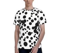 CPAQasg T-shirt à manches courtes pour homme imprimé à gros pois noir et blanc, vêtement d'été décontracté, respirant, confortable, usage quotidien, Noir , XL
