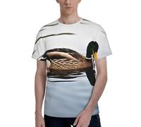 CPAQasg T-shirt à manches courtes pour homme imprimé canard domestique décontracté vêtements d'été respirant confortable usage quotidien, Noir , XXL
