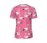 CPAQasg T-shirt à manches courtes pour homme imprimé flamant rose élégant et respirant pour activités de plein air, Noir , 4XL