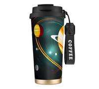 CPAQasg Tasse à café en acier inoxydable avec impression du système solaire Jupiter Saturne