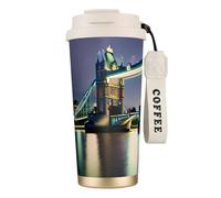 CPAQasg Tasse à café en acier inoxydable avec imprimé Tour de Londres Nuit Londres