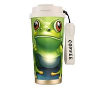 CPAQasg Tasse à café en acier inoxydable avec motif grenouille de dessin animé, boissons, camping, bureau, voyage