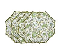 CPC Lot de 4 Sets de Table en Coton Fait à la Main avec imprimé Double Couche, lavables en Machine, Motif Floral, festonné et brodé, Tapis Cadeau de Printemps, Pâques, Saint-Valentin, 38,1 x 38,1 cm,