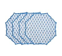 CPC Lot de 4 Sets de Table en Coton Fait à la Main Double Couche, lavables en Machine, Motif Floral festonné et brodé, 38,1 x 38,1 cm, Apatite Bleue
