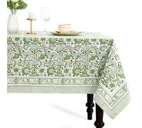 CPC Nappe rectangulaire 100% Coton - Imprimé Main Indienne - 4 Places - 152,4 x 152,4 cm - Lavable et réutilisable - pour Maison, Restaurant, hôtel, événement et Utilisation Quotidienne