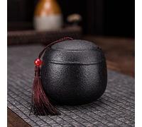 CPDDNGZMKK Monuments Funéraires Cercueil Céramique Noire Récipient Commémoratif Grossier Joint Étanche Urne Abri Tombeau Pot Conservation des Cendres Coffre Funéraire(Black,L)