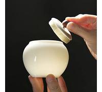 CPDDNGZMKK Monuments Funéraires Urne Animaux Compagnie Suif Jade Porcelaine Blanche Pot Crémation Céramique Mini Trompette Pot Scellé Pot Stockage Souvenir Coffre Funéraire(3)