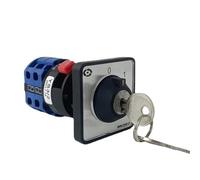 CPDHJMZO Sélecteur Universel monotrou YMW26 LW26-20YS3/2S avec clé, 2 pôles, 2 Bits, Alimentation 0-1, Marche-arrêt, 20 A, commutateur à cames Rotatif(01)