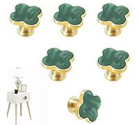 CPELLESSE Lot de 6 boutons d'armoire en trèfle à quatre feuilles, boutons d'armoire, de boîte à bijoux, de tiroir, d'armoire, d'armoire à vin, poignées de porte à un trou (vert)