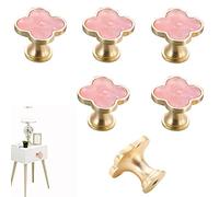 CPELLESSE Lot de 6 boutons de porte en forme de trèfle pour commode, armoire, tiroir, armoire, chaussures, boîte à bijoux, table basse, poignée de porte à trou unique (rose)