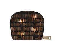 CPEOWZL Book Room Sac à cartes en cuir imprimé bibliothèque mystérieuse petite et pratique, blanc, Taille unique