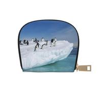 CPEOWZL Sac à cartes en cuir imprimé pingouin Snow Mountain Petit et pratique, blanc, Taille unique