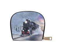 CPEOWZL Steam Train Depart Sac à cartes en cuir imprimé coucher de soleil Petit et pratique Solution de rangement, blanc, Taille unique
