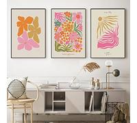 CPGG Ensemble De 3 Feuilles Florales Abstraites Affiche Toile Peinture Fleur Rose Impression Vintage Affiche Mur Art Photos Chambre Maison Chambre Décor-40 * 60Cm (Sans Cadre)