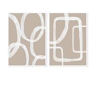 CPGG Lot de 2 Tableaux Muraux Abstraits à la Mode Sur Fond Beige, Peinture Sur Toile, Affiches et Impressions, Image Pour Salon, Couloir, Décoration D'Intérieur, 50 X 70 Cm Sans Cadre