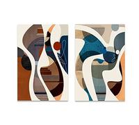 CPGG Tableaux Muraux Ensemble de 2 Mid Century Moderne Abstrait Géométrique Toile Peinture Mur Art Photos Affiches et Gravures Salon Cuisine Décoration de La Maison-50x70cm Sans Cadre