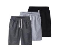 CPIDAH Lot De 3 Short Baggy Homme, Shorts Et Bermudas Homme D'Été avec Cordon De Serrage Taille Élastique Bermuda De Travail Unie Couleur Grande Taille pour Sport Fitness Loisirs