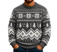 CPIDAH Pull de Noel Homme Drole Père Noël Manches Longues Hiver Chaud Ample | Motif Père Noël, Pull Col Rond Jacquard de Noël, Sweater Doux et Confortable, Christmas Jumper Homme en maille à côtes