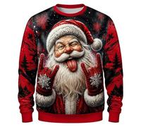 CPIDAH Pull Noel Homme Moche Père Noël Hiver Chaud Manches Longues Ample | Motif Père Noël 3D, Pull Col Rond, Jacquard de Noël, Sweater Doux et Confortable, Christmas Jumper Homme Hiver