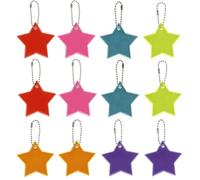CPJJ 12 Pcs Pendentifs Réfléchissant De Sécurité,Reflechissant Porte-Clés Enfants Avec Chaînes Pour Sacs À Dos, Poussettes, Sports De Plein Air Nocturnes Et Promenade De Chien (6 Couleurs)
