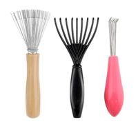 CPJJ 3 Pcs Nettoyant Poignée En Bois Pour Peigne,Nettoyage Brosse à Cheveux Portable Brosse,Nettoyage De Peigne à Cheveux,Nettoyant Peigne Outil,Pour Nettoyer Les Brosses,Peignes,Tapis De Bain,Tapis