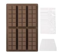 CPJJ Moule Tablette Chocolat de 6 Cavités, Moule Chocolat, Moules à Chocolat en Silicone, Moule Cake Factory pour les Bonbons, les Gelées, les Chocolats Carré, Avec Moule et Grattoir, 1 ensemble
