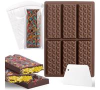 CPJJ Moules à Chocolat en Silicone, Moule Silicone Chocolat, Silicone Moule à Chocolat Antiadhésif Pour Self Made Tablette Chocolat, Bonbon, Matrices Festives, Avec Moule et Grattoir, 1 ensemble