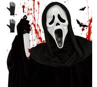 CPKONUUIP Masques Scream halloween, Masque ghostface, Masque de cri d'Halloween, 3 pièces masque effrayant, couteau, gants, pour les maisons hantées, Halloween, le carnaval