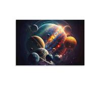 CPLVKWRQJ Array planétaire cosmique Single Planètes dans l'espace profond Art Sur Toile Chambre À Coucher Peinture Sur Toile Ambiance Relaxante Et Douce 24x36inch(60x90cm)