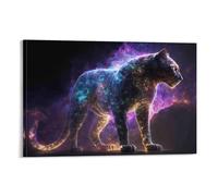 CPLVKWRQJ Bête Panthère Cosmique Single Silhouette de léopard cosmique Art Sur Toile Chambre À Coucher Peinture Sur Toile Ambiance Relaxante Et Douce 16x24inch(40x60cm)