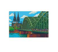 CPLVKWRQJ Cathédrale de Cologne Vue Single Art du pont de la cathédrale de Cologne Décor Art Murale Tableau En Toile Cadeau D'anniversaire Cadeau Personnalisé Pour Proches 12x18inch(30x45cm)