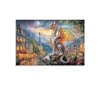 CPLVKWRQJ Dragon in Paris Pièce Unique Dragon Paris Canal Street Art Mural Pour La Maison Office Canvas Print Art Mural D'économie D'espace Résistant À La Décoloration 08x12inch(20x30cm)