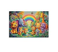CPLVKWRQJ éléphant endormi Pièce Unique Animaux dessins animés Rainbow Forest Art Mural Pour La Maison Office Canvas Print Art Mural D'économie D'espace Résistant À La Décoloration 12x18inch(30x45cm)