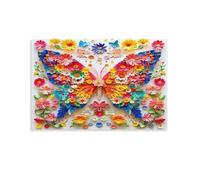 CPLVKWRQJ Papier papillon coloré 1 Pièce Fleur en forme de papillon Artwork Œuvre D'art Murale Toile Nursery Suspendue Décoration Sécurisée Pour Enfants 12x18inch(30x45cm)