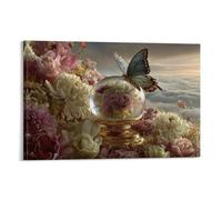 CPLVKWRQJ Papillon en verre 1 Pièce Boule de cristal papillon paysage marin floral Impressions D'art Mural Tableau En Toile Cadeau D'anniversaire Chambre À Coucher Point Focal 08x12inch(20x30cm)