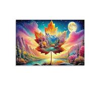 CPLVKWRQJ Paysage de marronnier Single Arbre à Feuilles Lune Rivière Œuvre D'art Murale Toile De Murs À Suspendre Pour Nursery Art Mural D'économie D'espace Amovible Décoration 20x30inch(50x75cm)