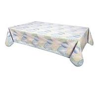 Nappe de table GENERIQUE CPM - Nappe en toile cirée rectangulaire tropicale Palmier - L. 140 x l. 240 cm - Bleu - Palmier