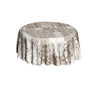 CPM - Nappe ronde en toile cirée carreaux Azulejos - Diam. 135 cm - Ecru - Azulejos