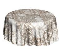 CPM - Nappe ronde en toile cirée carreaux Azulejos - Diam. 135 cm - Ecru - Azulejos