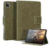 CPNVWA Étui pour iPad Pro 11" 4e/3e/2e/1ère génération 2022/2021/2020/2018 Étui folio en toile robuste avec support réglable Fonction veille/réveil automatique, fermeture magnétique, vert armée