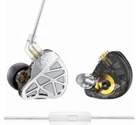 CPOD-Ccz Mc04 Écouteurs Intra Auriculaire,Iem Avec Fiche 3.5Mm En Ofc Argenté,In Ear Monitor Avec Micro 10Mm Double Driver Hybride 1Dd+1Ba,Écouteur Gaming Isolation Sonore Compatibles Avec Switch