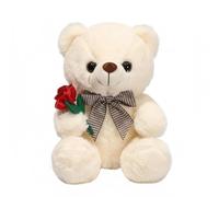 Cpoeof Ours en Peluche pour La Saint-Valentin, Peluche Ourson de 9,8 Pouces avec Rose, Petit Ourson Doux, Cadeau pour La Petite Amie Ou Le Petit Ami(White)