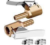 Cpolebev 1 / Brass 1/4 Pouce Gonfleur de Pneu de Verrouillage sur Air Chuck, Mini Compresseur D'Air des Pneus Gonfleur Chuck ExtréMité Du Tuyau pour RéParation-2Pack Tuyau
